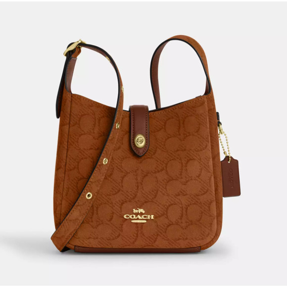 Coach Hadley Mini Crossbody Bag In Signature Suede CCE16 suede/Im/Caramel